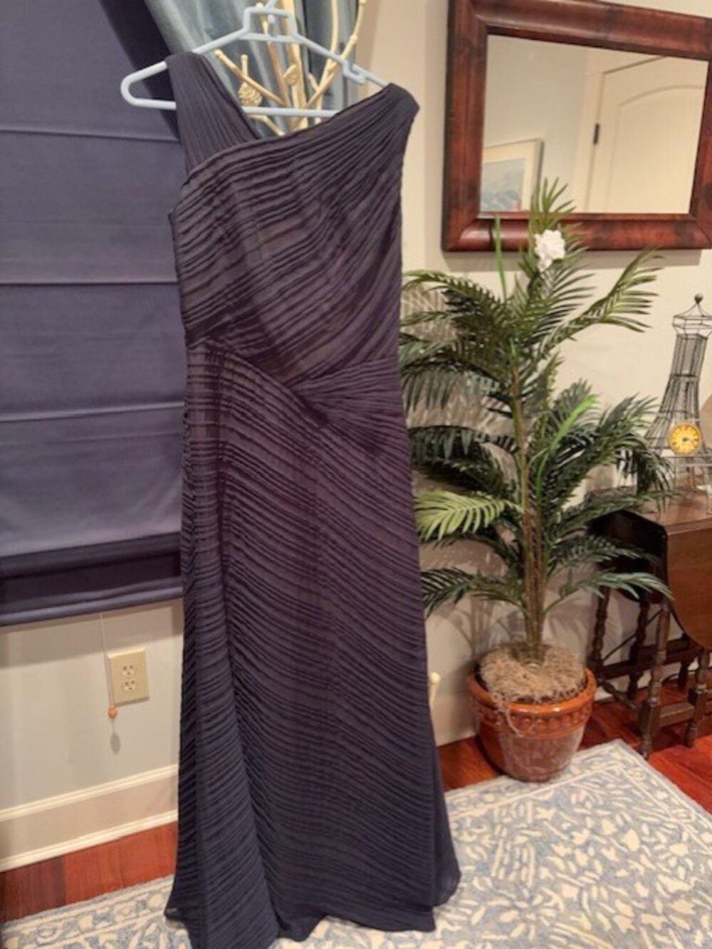 TADASHI SHOJI Navy Blue Maxi Long Dress Wedding Bridesmaid Black Tie Size 4